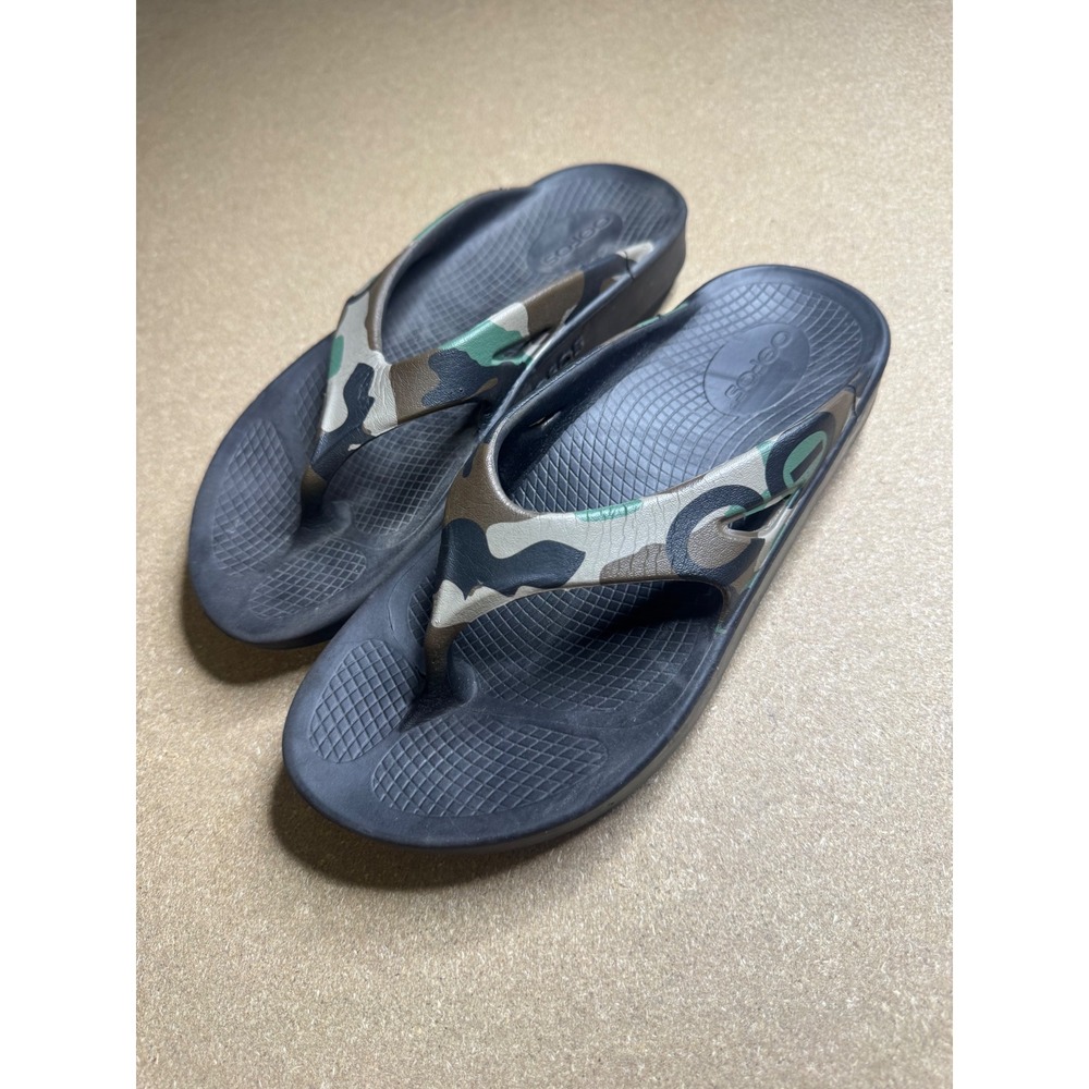 OOFOS OOriginal Sport Recovery Sandals Camo Green Brown Mens 4‎ Womens 6 EU 37